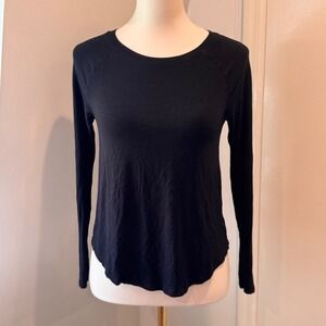 American Eagle Black Soft & Sexy Slub Long Sleeve Top Essential Layer | Size XXS
